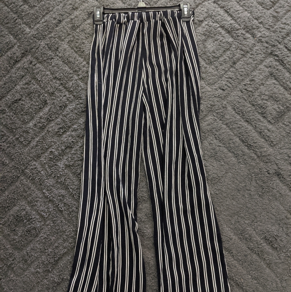 Blue and white striped pants